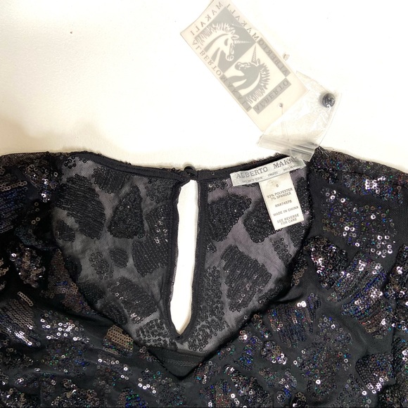 ALBERTO MAKALI Black and Iridescent Sequined Cocktail Dress - Picture 16 of 16